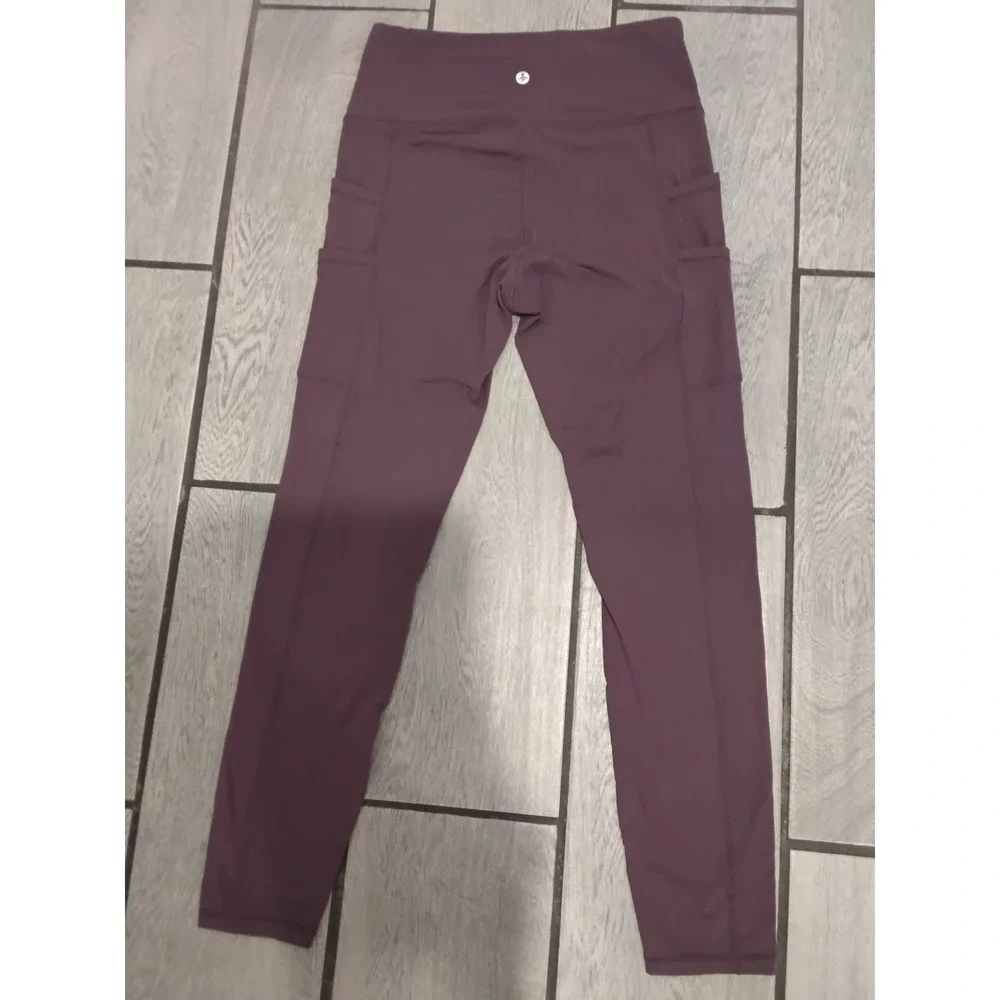 Halara High Waisted 7/8 Leggings Plum Purple Multi Pocket Athletic Yoga Womens S
